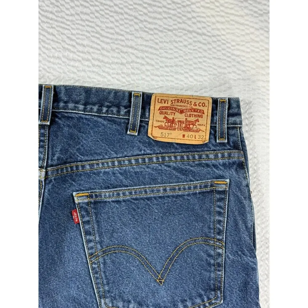 Levi 517 Jeans Mens 40x32 Blue Denim Bootcut Casual Cotton Pockets Light Wash